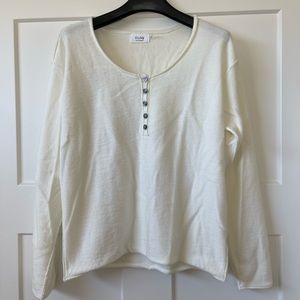 BluIvy Sweater, Off white, Henley-Style, slightly oversized, acrylic, good cond